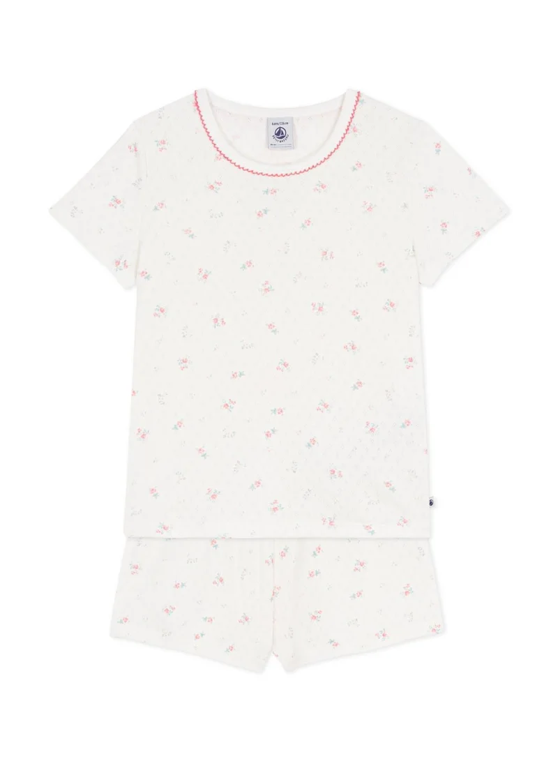 بيتي باتو Children's short floral-print openwork cotton pyjamas